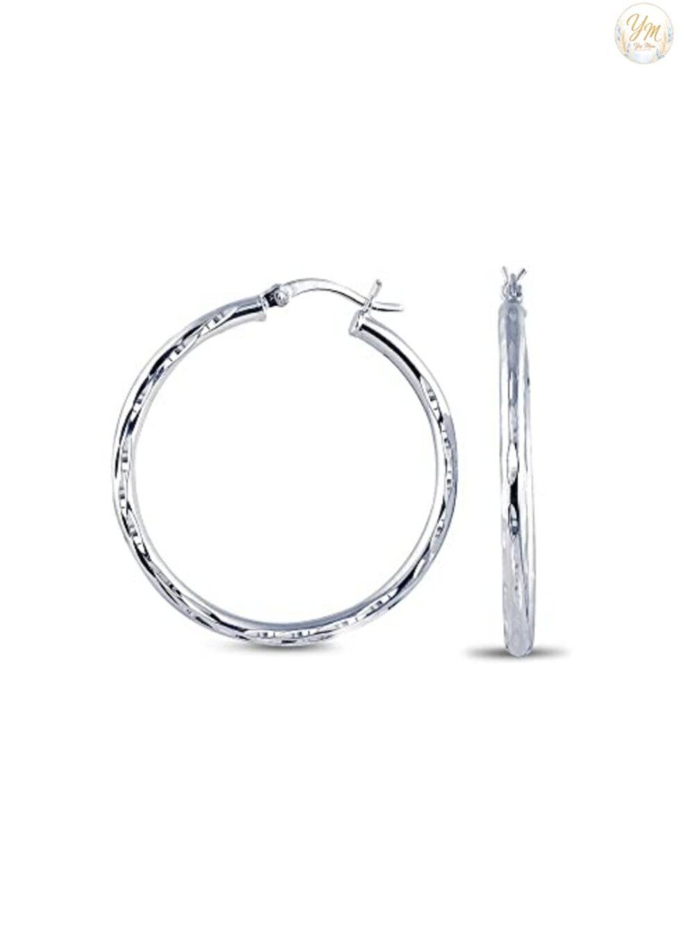 925 Sterling Silver Diamond-Cut Tube Hoop Earrings Lightweight Round Classic